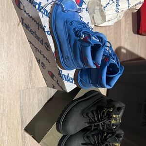 Timberland Vibrant Blue and Classic Black Boots